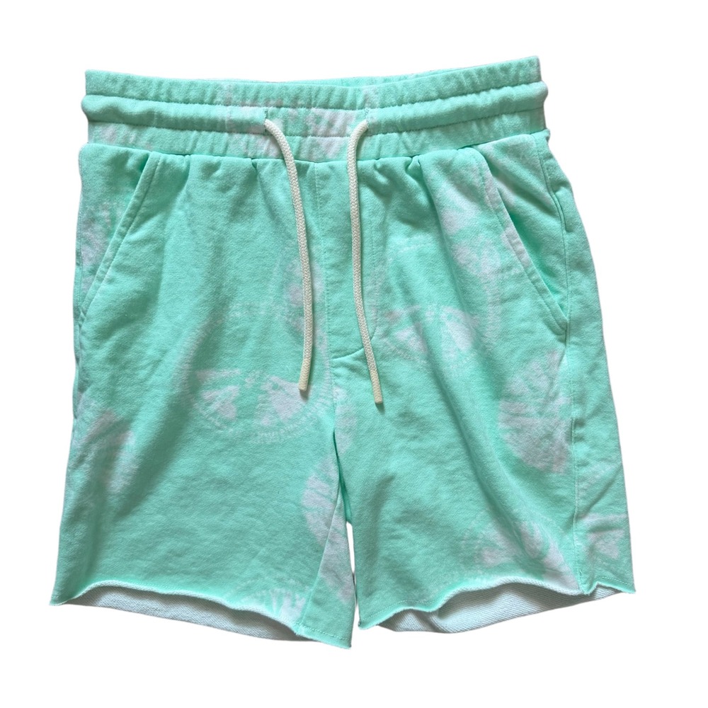 Original Use Mens XS Tie Dye Sweat Shorts Mint Green White Drawstring Raw Hem